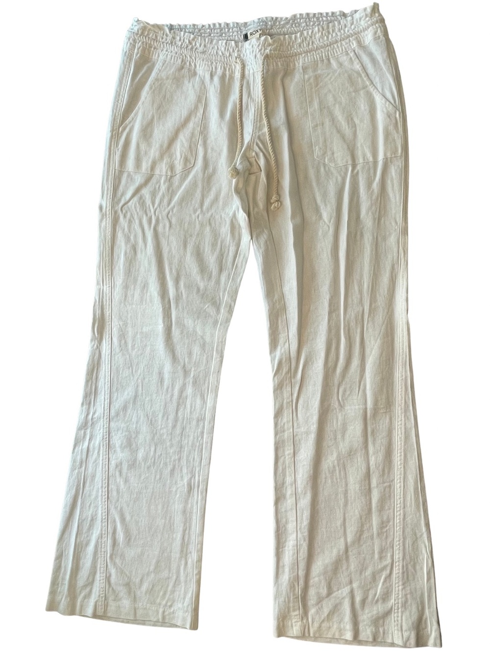 NWT Roxy Cream Drawstring Linen Pants